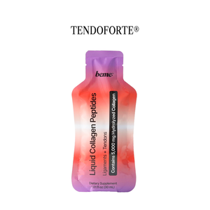 Tendoforte liquid collagen peptides packaging on a white background