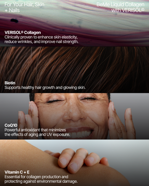 Advertisement for a skincare product with text about VERISOL Collagen, Biotin, CoQ10, and Vitamin C+E.
