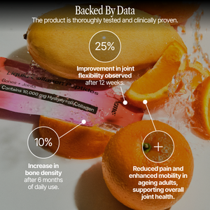 Product packaging with oranges and text highlighting health benefits