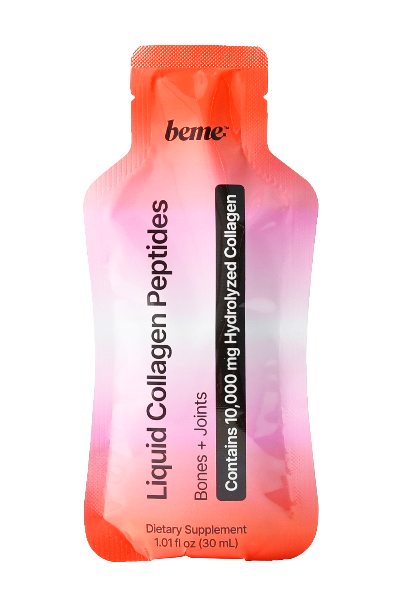 BeMe liquid collagen peptides sachets on a transparent background