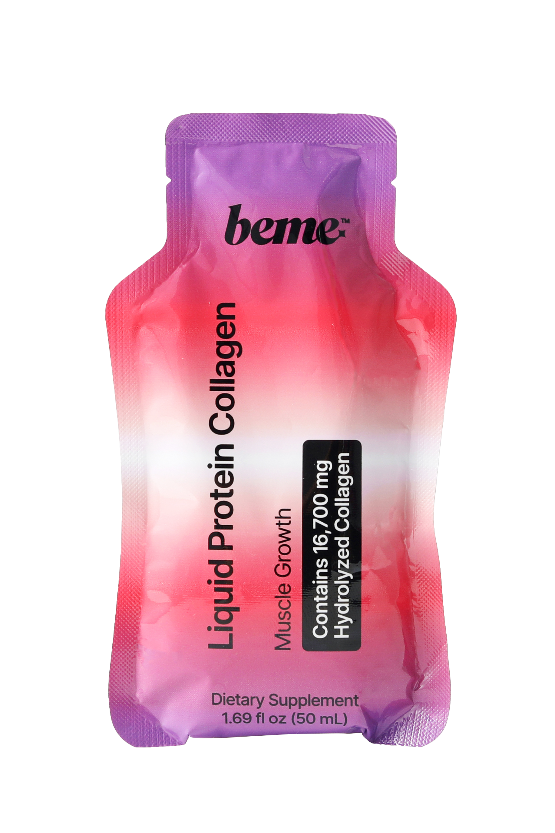 Beme Liquid Protein Collagen package with gradient design on a transparent background