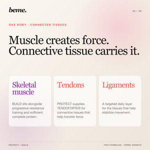 Bulletproof Protocol diagram linking skeletal muscle, tendons and ligaments