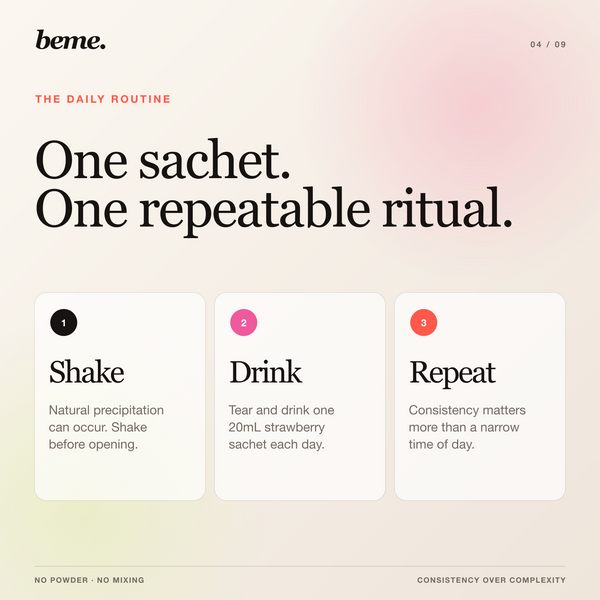 How to use BeMe GLOW: shake, drink and repeat daily