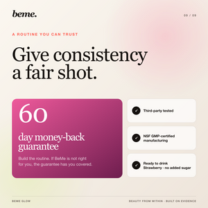 BeMe GLOW 60-day guarantee and product quality standards