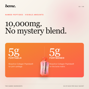 5g FORTIGEL plus 5g FORTIBONE in every BeMe MOVE daily sachet