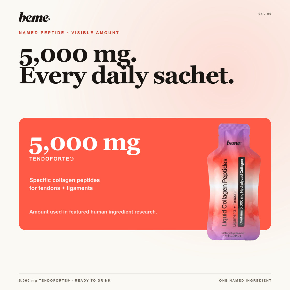 BeMe PROTECT sachet with 5,000 mg TENDOFORTE collagen peptides