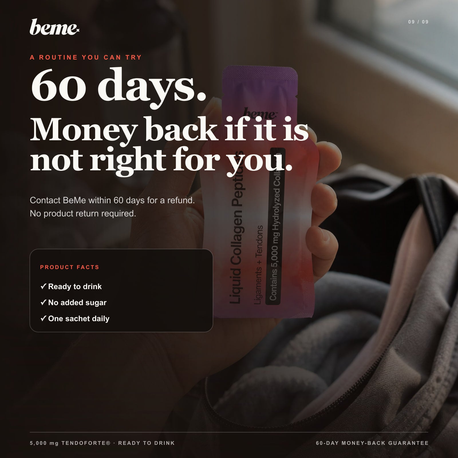 BeMe PROTECT 60-day money-back guarantee and product facts